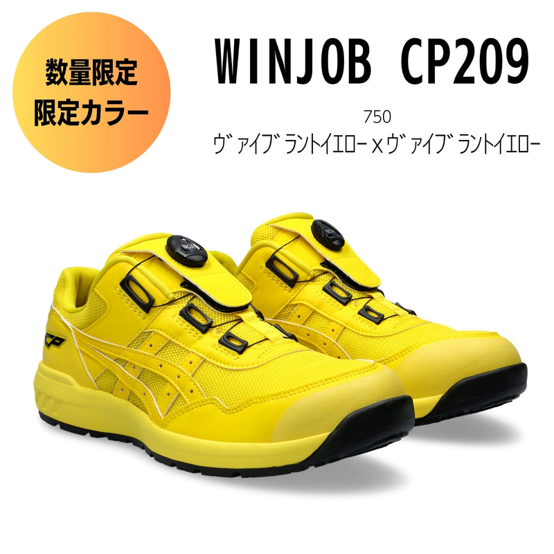 【限定カラー】asics(アシックス) 安全靴 ウィンジョブ  CP209 BOA 1271A029 750 ヴァイブラントイエロー×ヴァイブラントイエロー