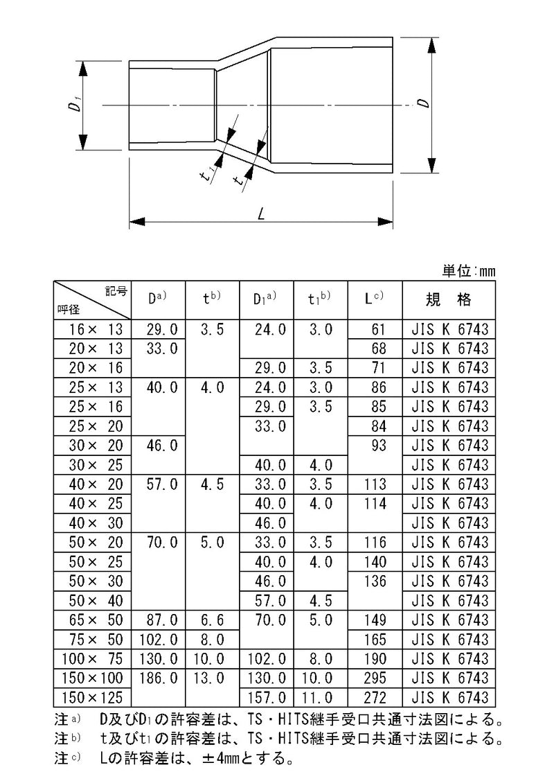 東栄管機 TS継手 異径ソケット 呼び径50X40