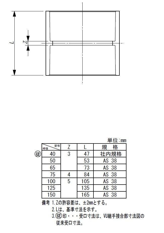 東栄管機 VU継手 ソケット 呼び径75