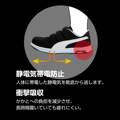 【送料無料】【帆布バッグ付】 PUMA(プーマ) セーフティシューズ ヘリテイジ エアツイスト2.0 ブラック ロー フック＆ループ 26.5cm 64.205.0